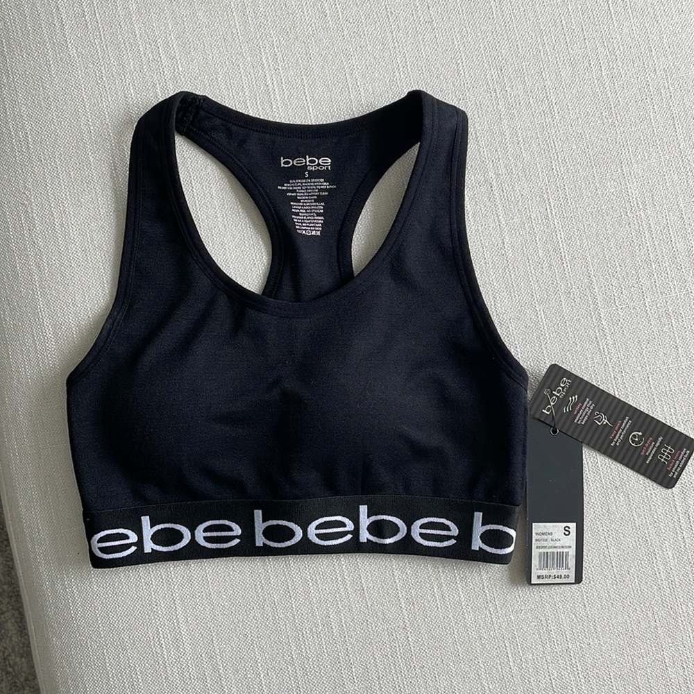 NWT Bebe sport logo band seamless bra, size small